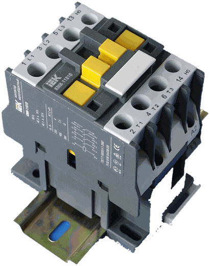 A DIN-rail mounted three-pole contactor